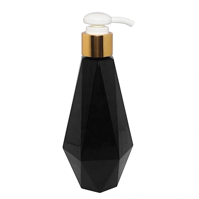 Custom unique shape black luxury design 200ml black PETG plastic shampoo bottle with lotion pump