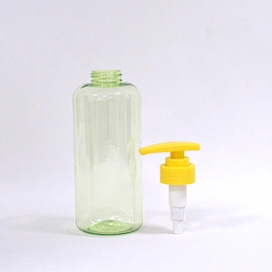 Wholesale 500ml transparent round PET cosmetic plastic shampoo bottle with lotion pump with short lead time