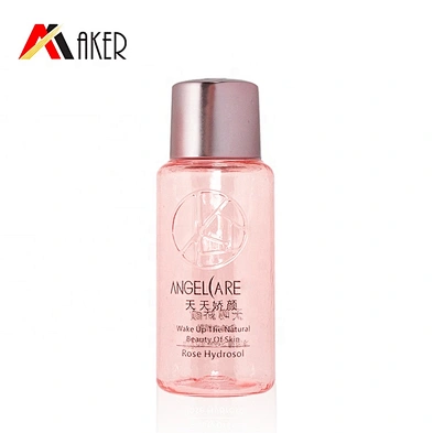 High quality luxury semi-transparent pink 35ml plastic PET bottle for skincare toner serum