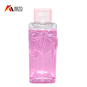 Factory wholesale empty 300ml clear square plastic PET cosmetic bottle for lotion/facial toner with flip top cap