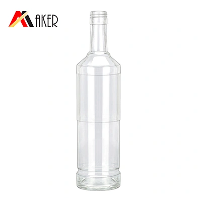 Custom empty clear 750ml glass / whisky / brandy / vodka bottles with cork