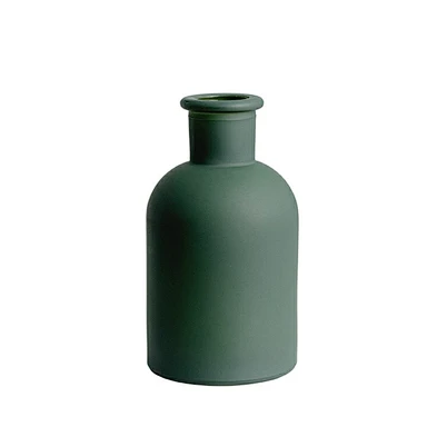 Room decorative 100ml green color froseted glass diffuser bottle with sticker rattan reed