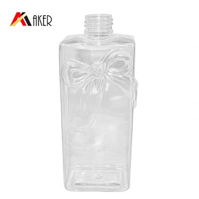 Factory wholesale empty 300ml clear square plastic PET cosmetic bottle for lotion/facial toner with flip top cap