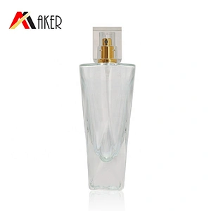 Factory wholesale 30ml clear empty crystal perfume glass bottle packaging with gold aluminum mist sprayer and acrylic cap