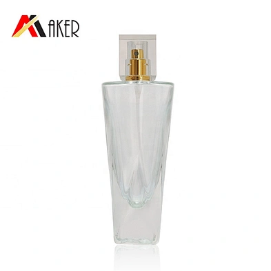 Factory wholesale 30ml clear empty crystal perfume glass bottle packaging with gold aluminum mist sprayer and acrylic cap