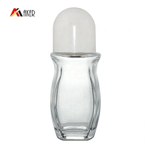 Wholesale clear special shape glass roll on bottle 50 ml with plastic roller