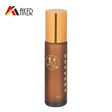 Newest 10ml frosted amber essential oil glass roll on bottle with hot stamping