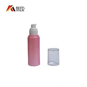 Factory price 100ml pink round shape PET cosmetic cream plastic bottle with pump