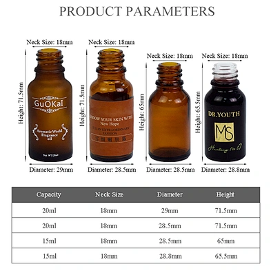 factory price 15ml 20ml amber black dropper hot stamping label personal care packaging small glass oil bottle