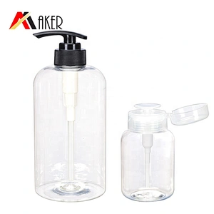 2020 New arrival round shape 200ml empty clear PET plastic bottle with pump for nail varnish remover