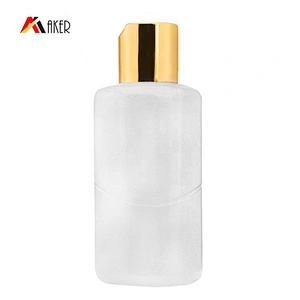Wholesale 100ml PE plastic cosmetic sunscreen lotion bottle with gold aluminum covered disc cap