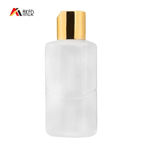 Wholesale 100ml PE plastic cosmetic sunscreen lotion bottle with gold aluminum covered disc cap