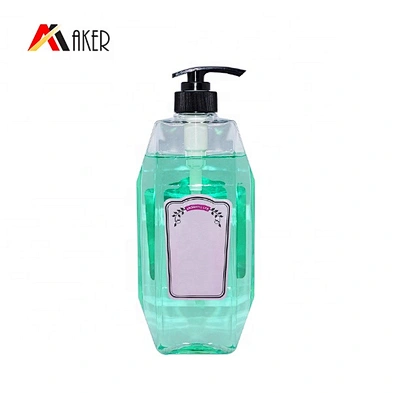 Wholesale empty 950ml unique shape clear PET plastic hand wash bottle liquid shampoo dispenser bottle