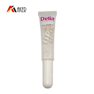 Hot selling empty oval clear tube container luxury custom logo lip gloss tube with brush