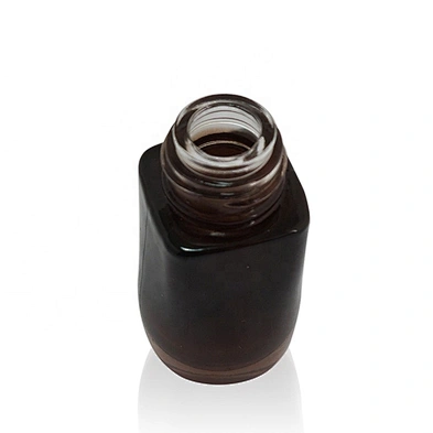 20 ml square painted brown cosmetic glass lotion bottle with gold aluminum dropper