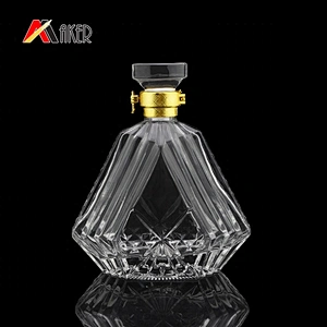 500ml clear empty XO brandy glass wine bottle packaging with round glass top rubber stopper