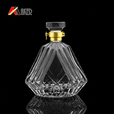 500ml clear empty XO brandy glass wine bottle packaging with round glass top rubber stopper
