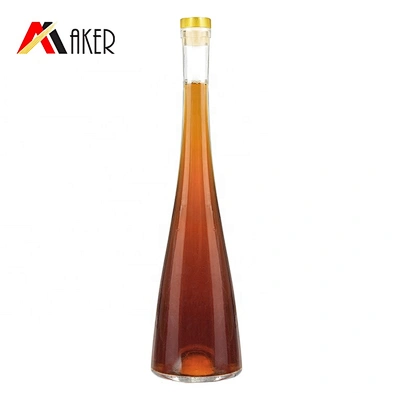 China supplier 500ml slim clear empty fruit sparkling champagne wine glass bottle with polymer rubber stopper