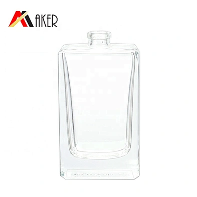 Hot sale luxury 50ml square empty crystal clear  perfume glass bottle