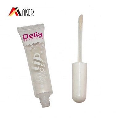 Hot selling empty oval clear tube container luxury custom logo lip gloss tube with brush