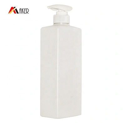 Wholesale new design empty white HDPE 750ml square shampoo pump bottle packaging