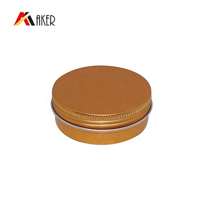 2.5 oz Gold Aluminum Can Cosmetic Tin Jars With Screw On Lid