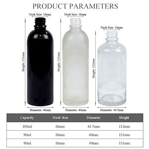 facory wholesale 90ml 100ml 3oz black clear transparent frost glass bottle for essential oil packaging bottle