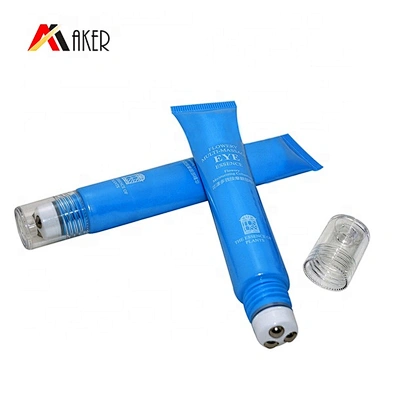 Wholesale blue 20g Metal roller ball applicator control eye essence cream cosmetic tubes packaging with screw cap