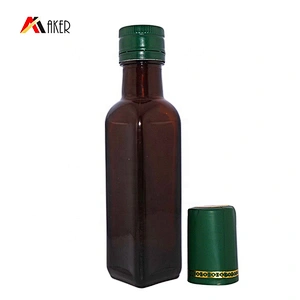 Wholesale 100ml mini square amber cooking olive oil glass bottle with aluminum screw cap and inner seal