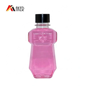 Guangzhou wholesale special shape 150ml clear PET plastic mouthwash bottle with screw cap