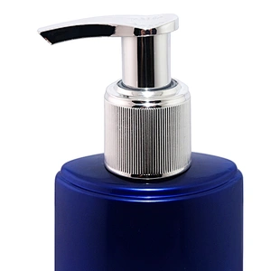 empty 250ml blue plastic pet skincare packaging shampoo bottle with lotion pump