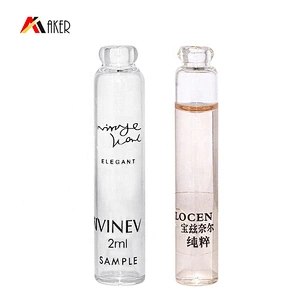 Custom 2ml clear empty mini perfume tester glass vial bottle packaging with plastic pipe cap
