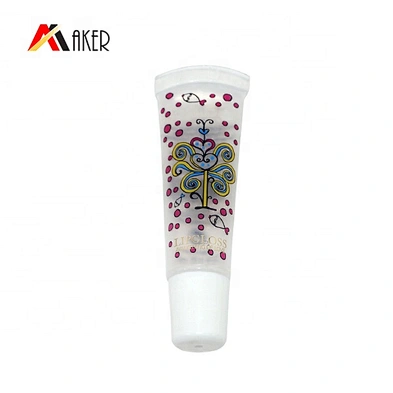 10g clear empty plastic cosmetic lip gloss squeeze containers tube packaging with screw cap