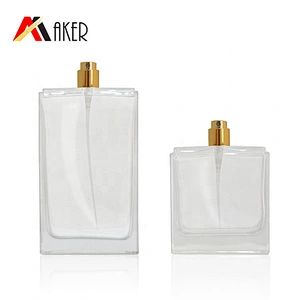 2020 Newest design 50ml 100ml empty square glass bottle for perfume with sprayer and acrylic cap