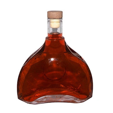 Wholesale 700ml Glass Unique shape transparent empty tequila bottles XO wine bottle with Cork
