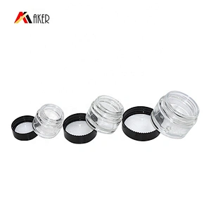 Mini size empty clear round 9ml 10ml 20ml cosmetic glass cream jar with black screw cap