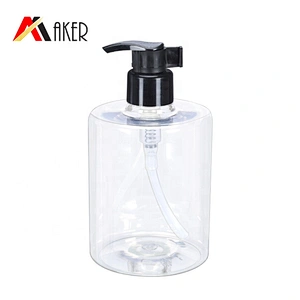 500ml empty round PET clear plastic handwash bottle sanitizer bottle shampoo lotion bottles with lotion pump