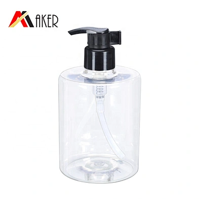 500ml empty round PET clear plastic handwash bottle sanitizer bottle shampoo lotion bottles with lotion pump