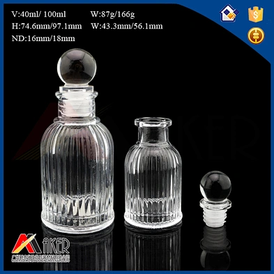 Factory wholesale 40ml 100ml cylinder shaped aroma glass diffuser bottle