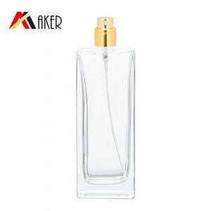 Glass Perfume Bottle Mist Sprayer Manufacturer 50ml Square Clear Crystal with Gold Aluminum Crystal White Material Personal Care