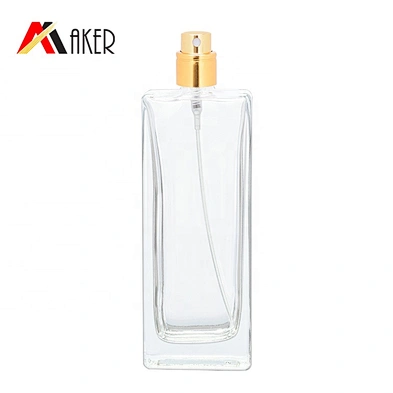 Glass Perfume Bottle Mist Sprayer Manufacturer 50ml Square Clear Crystal with Gold Aluminum Crystal White Material Personal Care