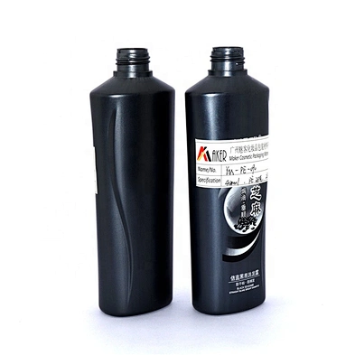 Wholesale 400ml empty black PE plastic shampoo bottle packaging with press pump