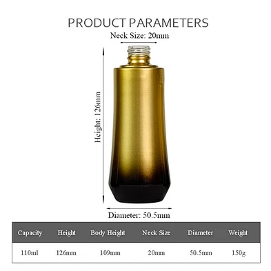 100ml black gradient gold bottle packaging personal skincare face cream cosmetic lotion pump cosmetic glass bottle