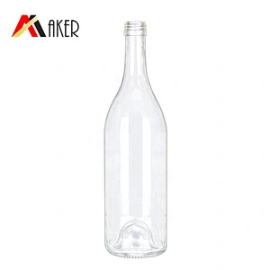 New item empty round 750ml clear vodka whisky brandy glass liquor bottle with aluminum cap
