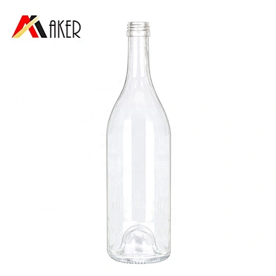 New item empty round 750ml clear vodka whisky brandy glass liquor bottle with aluminum cap