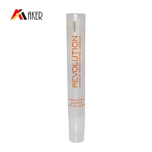 Custom round clear liquid lip blam tube packaging empty cosmetic plastic lip gloss tube with screw cap