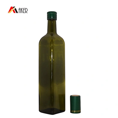 New arrival wholesale 750ml matte dark green square olive oil glass bottle