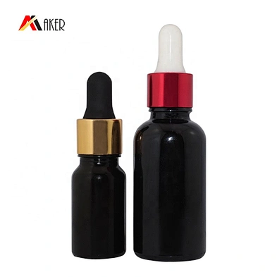 Matte Frosted Cosmetic Serum Glass Dropper Bottle Black New Essential Oil Boston Round Screen Printing Personal Care 1000pcs