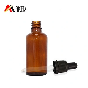 Factory price 30ml 1oz round semi-transparent amber glass serum essential oil dropper bottle