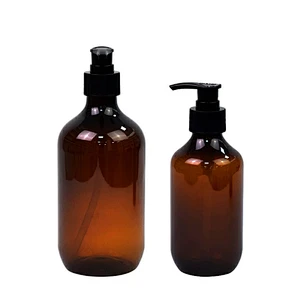 Custom amber 100ml 300ml 400ml 500ml pet plastic hand sanitizer shampoo body lotion bottle with pump